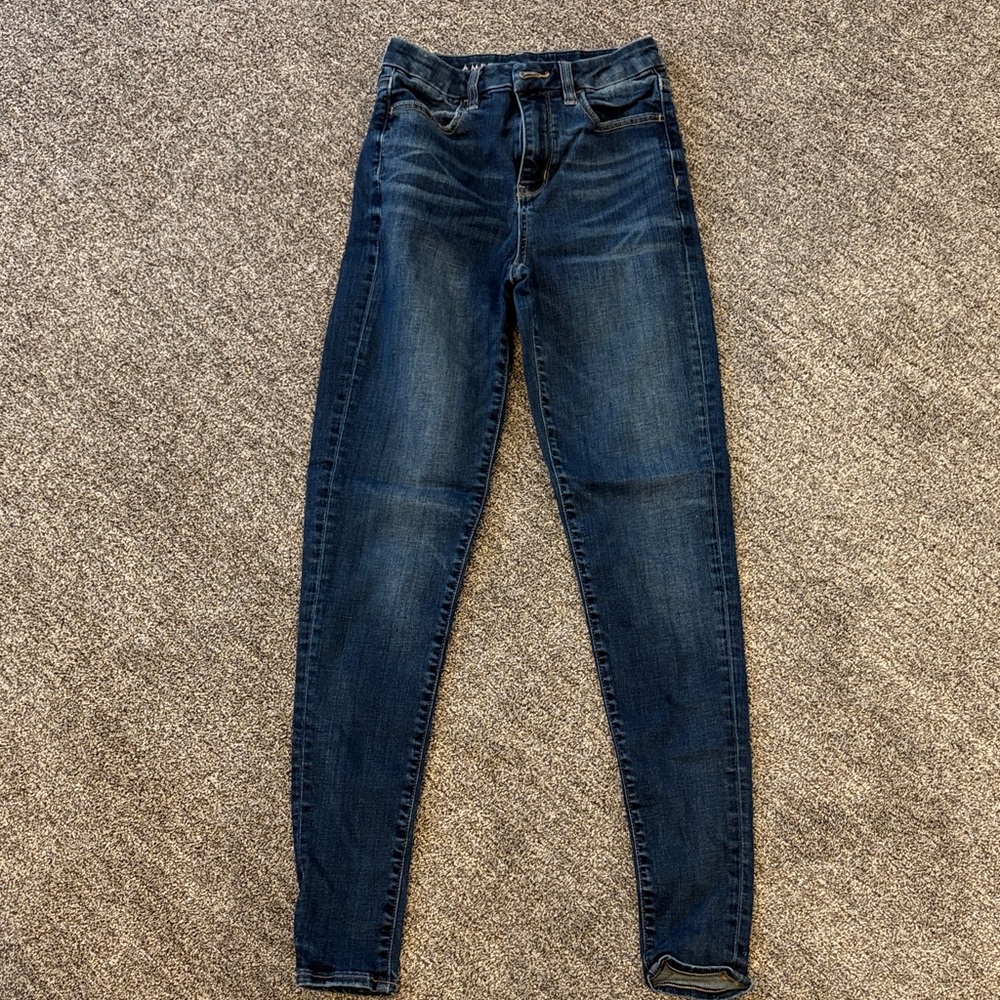 American Eagle, dark wash jegging skinny jean high-rise size 2 extra long